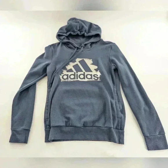 adidas Sweaters - Adidas XS 4-6 Blue And Gray Pull Over Hoodie Warm Inside